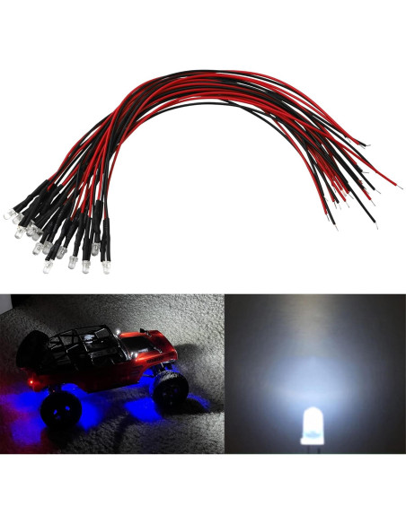 15 Diodos LED Pre-cableados HIRCQOO 12V para RC Crawler 1/10
