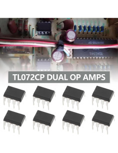 10 Amplificadores Operacionales TL072CP eMagTech DIP-8 Bajo Ruido 2