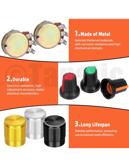 Conjunto de Potenciómetros de Guitarra Tanstic WH138 14 Piezas