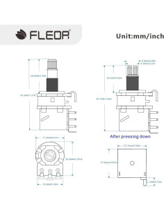 FLEOR Potenciómetros de Guitarra A500K Push Push Cortos 2pcs 2