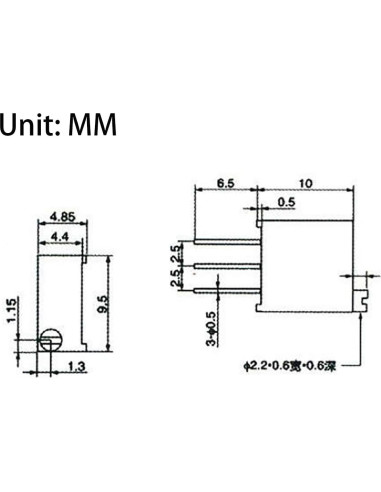 Potenciómetro Trimmer 3296W Ruiwaer 10K Ohm 10 Piezas