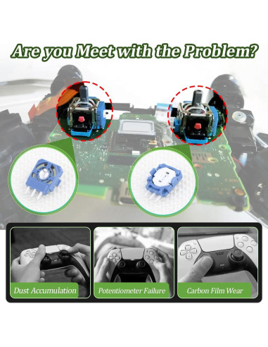 10 Potenciómetros de 2K3 Ohmios YWLRONG para Joystick PS5 Azul