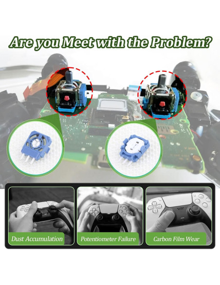 10 Potenciómetros de 2K3 Ohmios YWLRONG para Joystick PS5 Azul