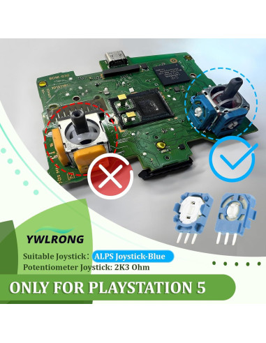 10 Potenciómetros de 2K3 Ohmios YWLRONG para Joystick PS5 Azul