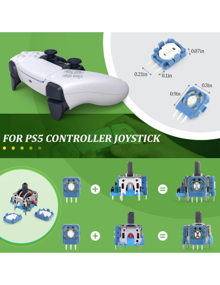 10 Potenciómetros de 2K3 Ohmios YWLRONG para Joystick PS5 Azul
