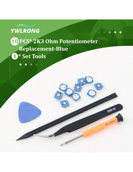 10 Potenciómetros de 2K3 Ohmios YWLRONG para Joystick PS5 Azul