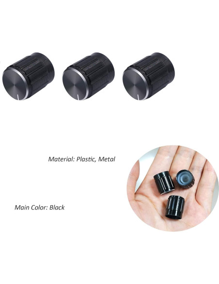 11 Perillas de Control Rotativo Metal Negro 17mm para Audio