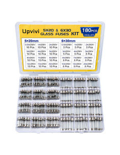 Kit de Fusibles de Vidrio Rápido Fundido Upvivi 180 Pcs 250V