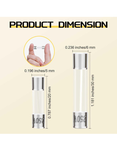 Kit de Fusibles de Vidrio Rápido Fundido Upvivi 180 Pcs 250V