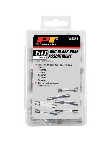 Kit de Fusibles de Vidrio AGC 60 Piezas Performance Tool W5375