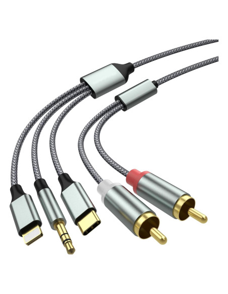 Adaptador de Audio Aux Lightning a RCA 3 en 1 Apitiong