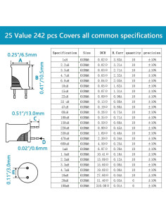 Kit de Inductores 25 Valores 242 Piezas Minidodoca 2