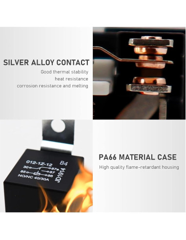 4 Relés Automotrices 40A Sodcay 12V 5 Pines Impermeables