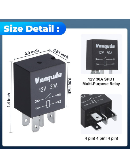 Relé Automotriz 4 Pines 12V 30A Zhenbaoshop Universal
