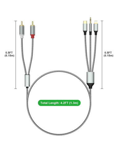 Adaptador de Audio Aux Lightning a RCA 3 en 1 Apitiong