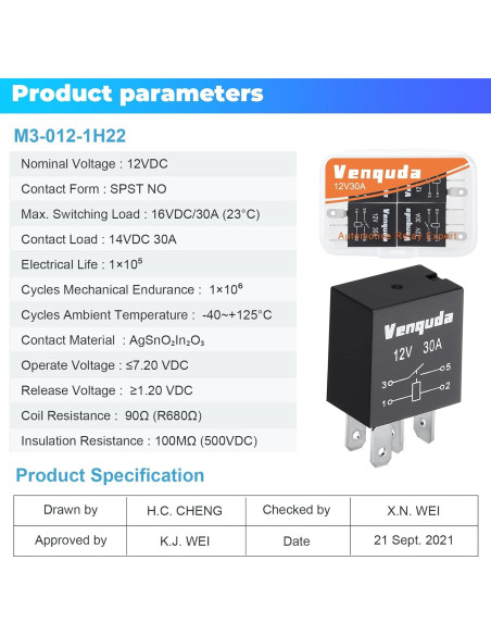 Relé Automotriz 4 Pines 12V 30A Zhenbaoshop Universal