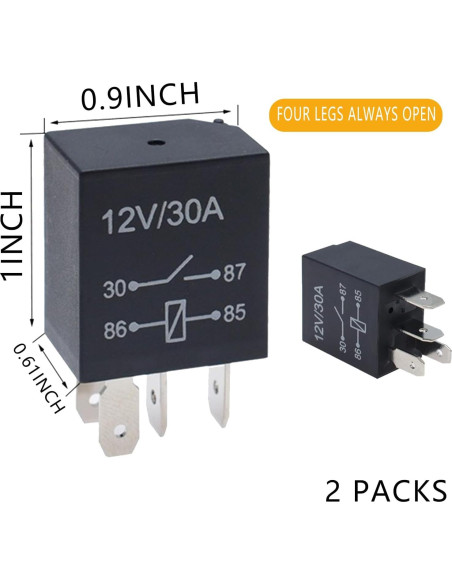 Relé Automático Jitrendo 4 Pines 12V 30A a Prueba de Agua - 2 Pcs
