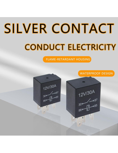 Relé Automático Jitrendo 4 Pines 12V 30A a Prueba de Agua - 2 Pcs