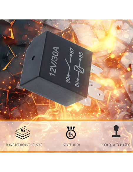 Relé Automático Jitrendo 4 Pines 12V 30A a Prueba de Agua - 2 Pcs