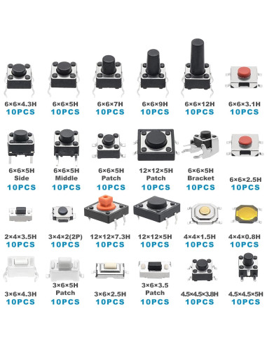 Kit de 240 Interruptores Táctiles QTEATAK JF-0004-02
