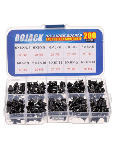 Kit de Interruptores Táctiles BOJACK 200 Pcs 6x6 mm