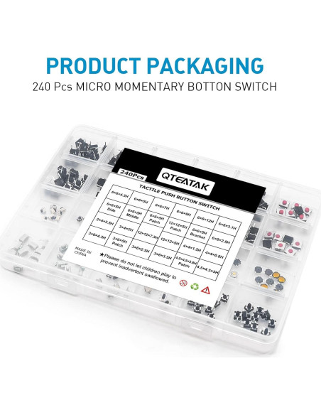 Kit de 240 Interruptores Táctiles QTEATAK JF-0004-02 Kit de 240 Interruptores Táctiles QTEATAK JF-0004-02