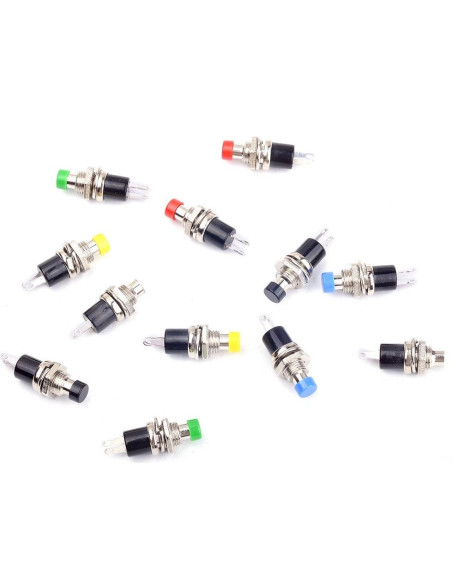 Paquete de 12 Mini Interruptores Pulsadores SPST 250V 1A Qianxin