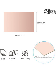 PCB Doble Cara PATIKIL 20x30 cm 4 Piezas FR4 2 mm Cobre 2