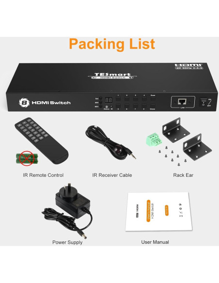 Interruptor HDMI 8x1 TESmart 4K 60Hz con Control Remoto