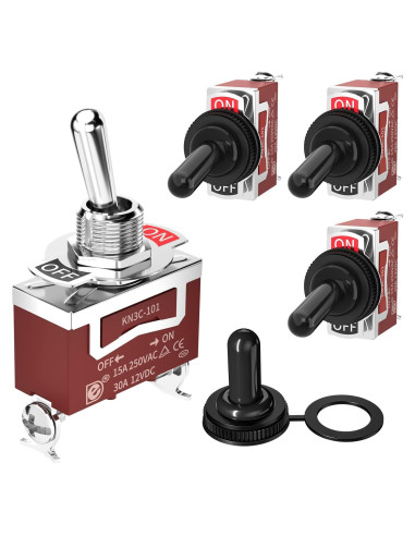 Interruptor de Palanca Joinfworld 12V SPST A Prueba de Agua - 4 Piezas