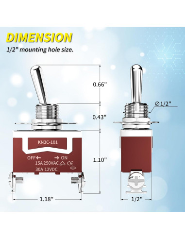 Interruptor de Palanca Joinfworld 12V SPST A Prueba de Agua - 4 Piezas