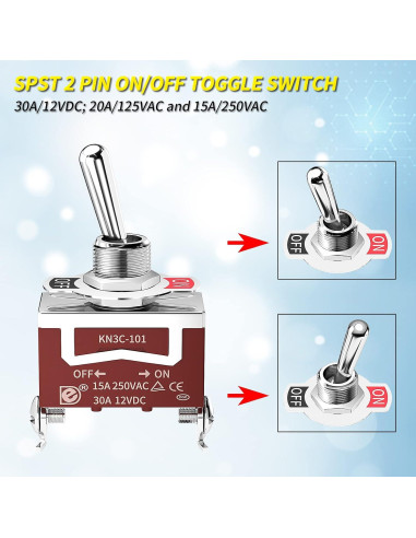 Interruptor de Palanca Joinfworld 12V SPST A Prueba de Agua - 4 Piezas