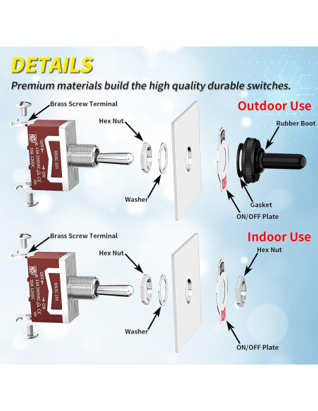 Interruptor de Palanca Joinfworld 12V SPST A Prueba de Agua - 4 Piezas