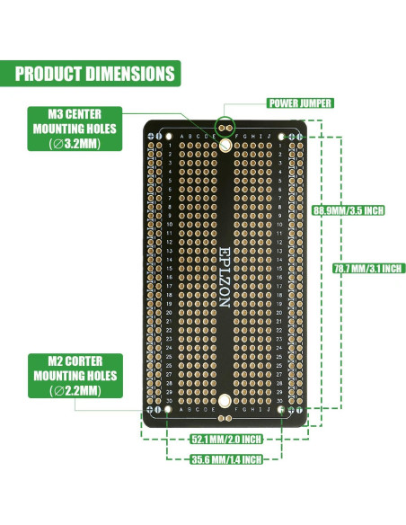 10 Pcs Placa de Circuito Impreso Soldable EPLZON 88.9x52.1mm Negra