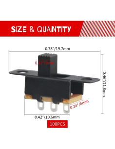Interruptor Deslizante 3 Pin WMYCONGCONG 100 Pcs 0.5A 50V CC 2
