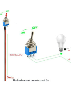 Interruptor de Palanca VONVOFF SPST 3A 250VAC Pre-cableado 10pcs 2