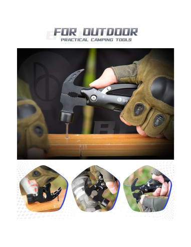 BIBURY Martillo Multiherramienta 12 en 1 Acero Inoxidable