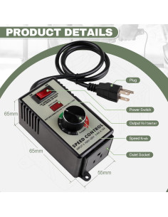 Controlador de Velocidad de Motor AC ReeMoo 120V 15A con LED 2