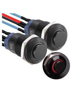 Interruptor Pulsador 12mm APIELE con Bloqueo y LED Rojo - 2 Pcs