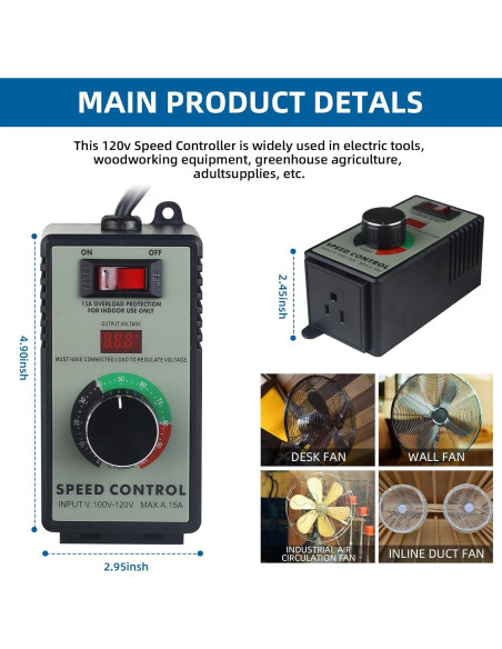Controlador de Velocidad de Motor CA Azycyzi 15A con Pantalla LED