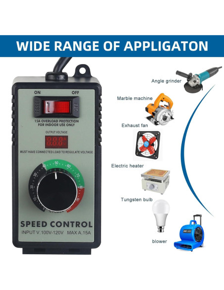 Controlador de Velocidad de Motor CA Azycyzi 15A con Pantalla LED