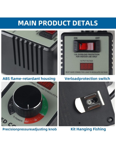 Controlador de Velocidad de Motor CA Azycyzi 15A con Pantalla LED