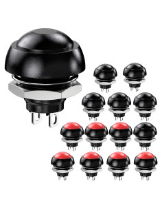 Interruptor Momentáneo Impermeable DIYhz 12mm 14 Pcs Rojo Negro