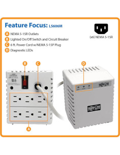 Acondicionador de Energía Tripp Lite LS606M 600W 6 Salidas AVR 2