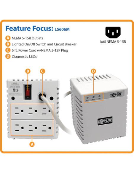 Acondicionador de Energía Tripp Lite LS606M 600W 6 Salidas AVR