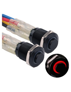 Interruptor Momentáneo DMWD 12mm IP66 Rojo 2 Piezas