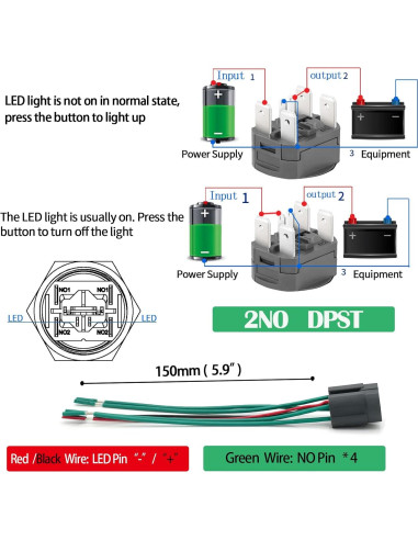 Interruptor de Botón de Presión ZJWZJH 15A 12V IP67 Acero Inoxidable
