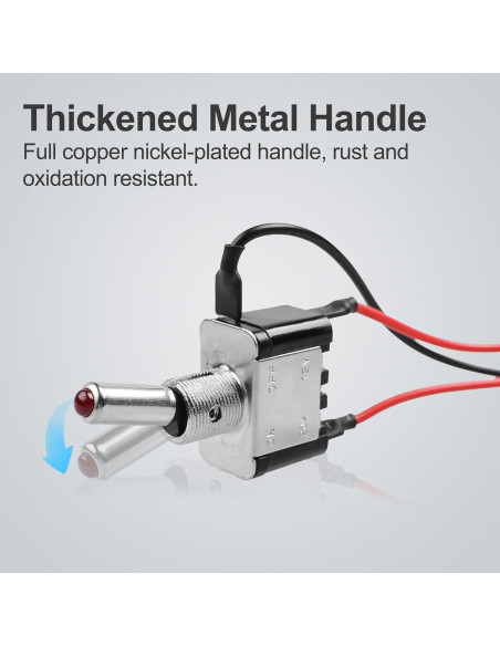 Interruptor de Palanca DC 20A 12V Minyu con LED Rojo y Tapa Impermeable