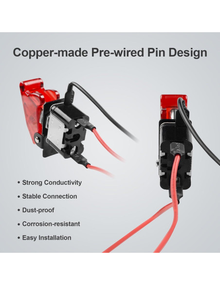 Interruptor de Palanca DC 20A 12V Minyu con LED Rojo y Tapa Impermeable