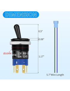 Interruptor de Palanca Iluminado DaierTek 12V RGB 20A Marino 2